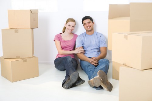 Packed moving boxes ready for house removal in Haringey