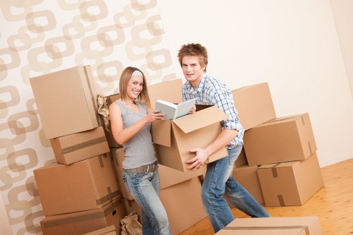 Packed boxes and furniture ready for a house removal in Haringey